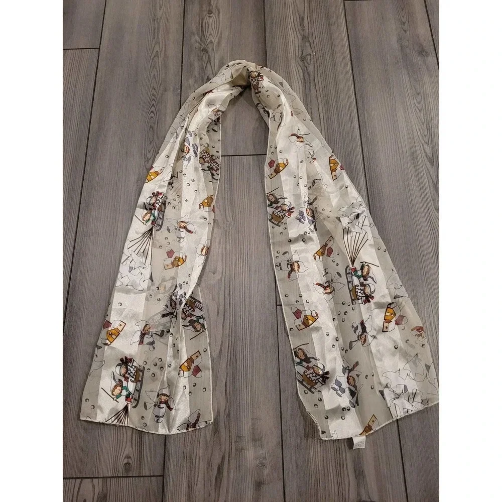 Scarf with angels & accessories Print 100%polyester Made In Korea RN 99947